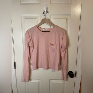 Rag & Bone Pima Cotton Long Sleeve Tee in Baby Pink Balletcore Size XS